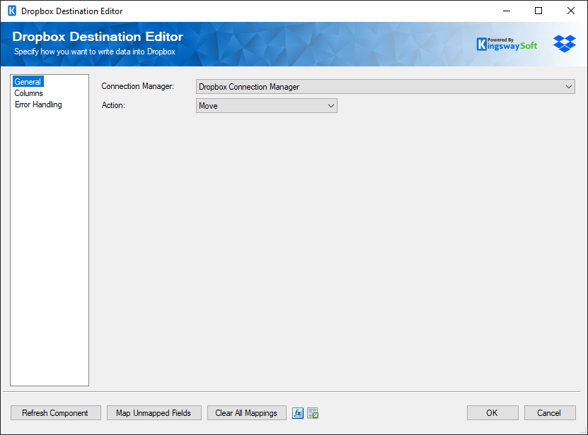 Dropbox Destination Editor